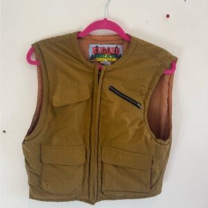 Rugged Gear Vintage Brown Utility Hunting Vest with Pockets Outdoorsy Duck